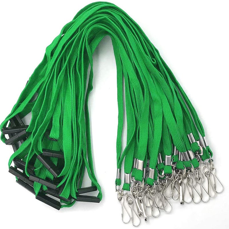 Bird Fiy Lanyards Safety Black Lanyards Neck Flat Premium Breakaway Badge Lanyard with J-Hook for ID Nametag Badge Holder (Green, 50 PCS) - Image 1